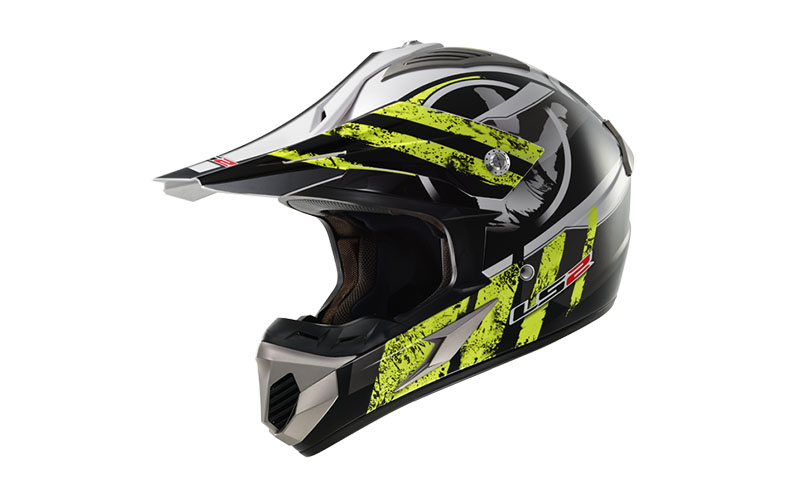 Кроссовый шлем LS2 MX433 STRIPE BLACK HI-VIS YELLOW - фото 2
