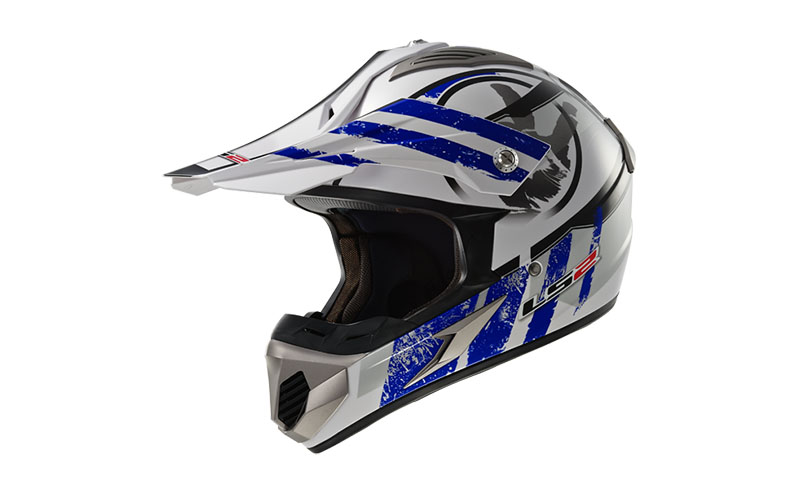 Кроссовый шлем LS2 MX433 STRIPE WHITE BLUE - фото 2