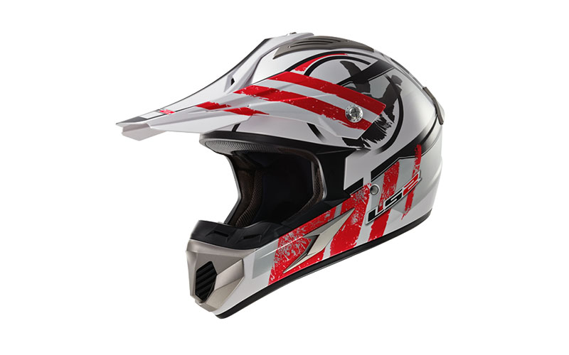 Кроссовый шлем LS2 MX433 STRIPE WHITE RED - фото 2